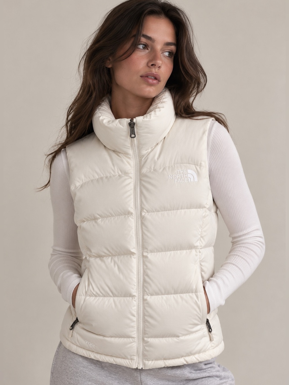 North Face Puffer 700 Nuptse 2 Fill Down Vest XS Off White Retro 1996